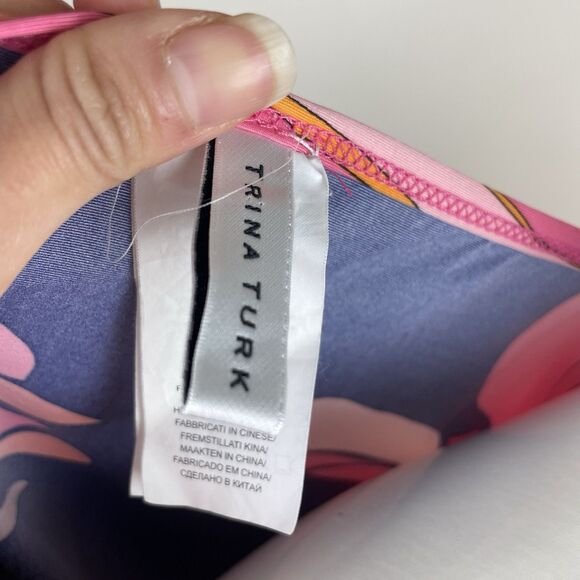 Trina Turk M Breeze Floral Swimsuit Jersey Cover Up Retro Caftan Tunic Dress - Picture 8 of 12